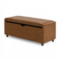 Banc de rangement 100 x 40 x 45 cm en bois et revêtement brun style contemporain