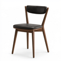 Chaise de salle à manger 48 x 54 x 82 cm en bois brun avec assise noire rembourrée style contemporain