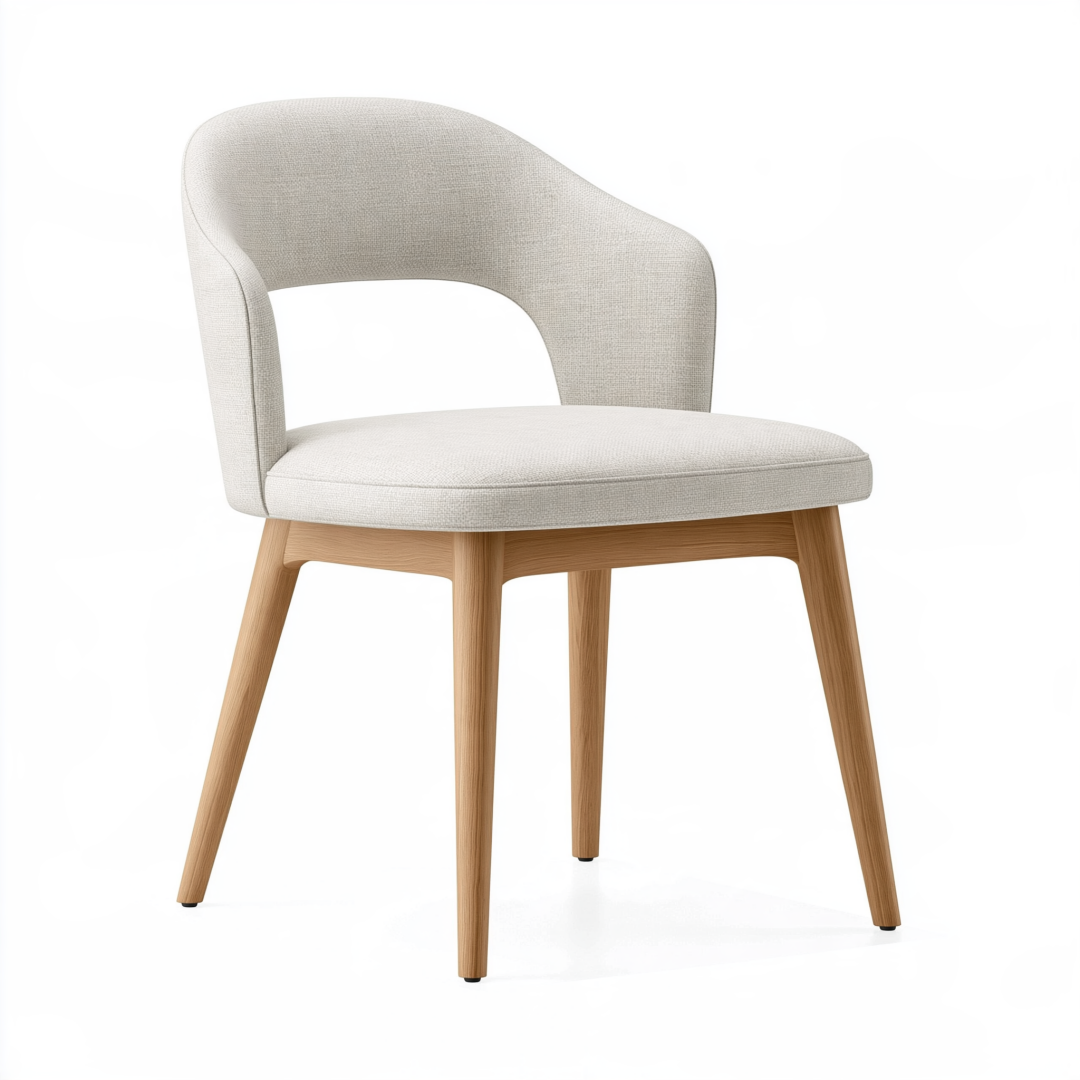 Chaise de salle à manger 56 x 58 x 79 cm tissu beige pieds en bois style scandinave