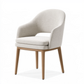 Fauteuil de salle à manger 60 x 60 x 83 cm en tissu beige avec pieds en bois style contemporain