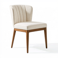 Chaise de salle à manger 52 x 61 x 85 cm en tissu beige et bois style contemporain