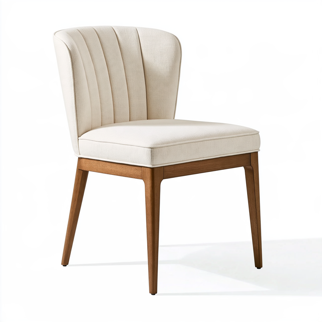 Chaise de salle à manger 52 x 61 x 85 cm en tissu beige et bois style contemporain