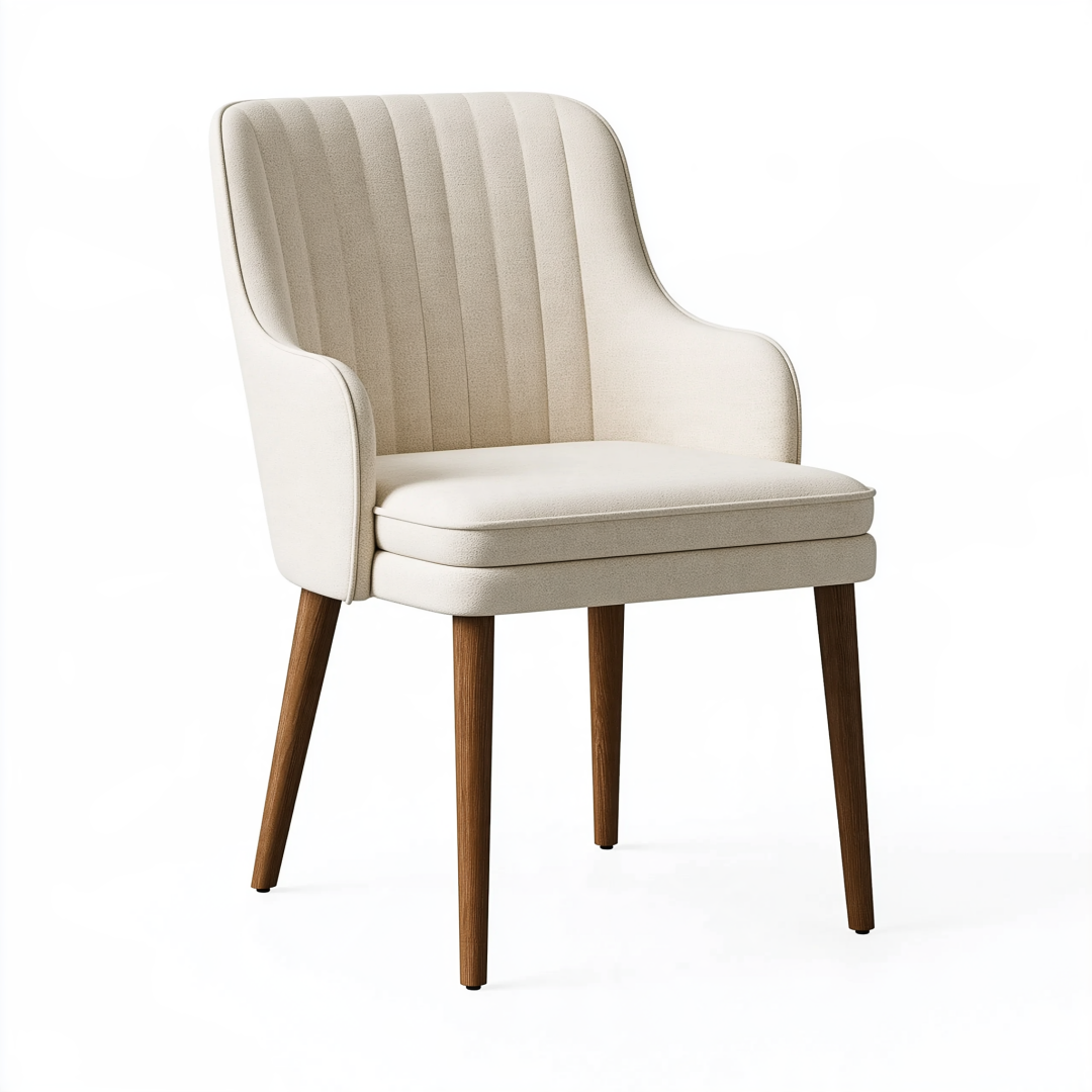 Fauteuil de salle à manger 60 x 64 x 89 cm tissu texturé écru pieds en bois style contemporain