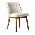 Chaise de salle à manger 52 x 60 x 83 cm en tissu écru et bois brun - dossier rembourré style contemporain