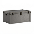 Coffre de rangement 120 x 50 x 55 cm en résine tressée gris avec couvercle style contemporain