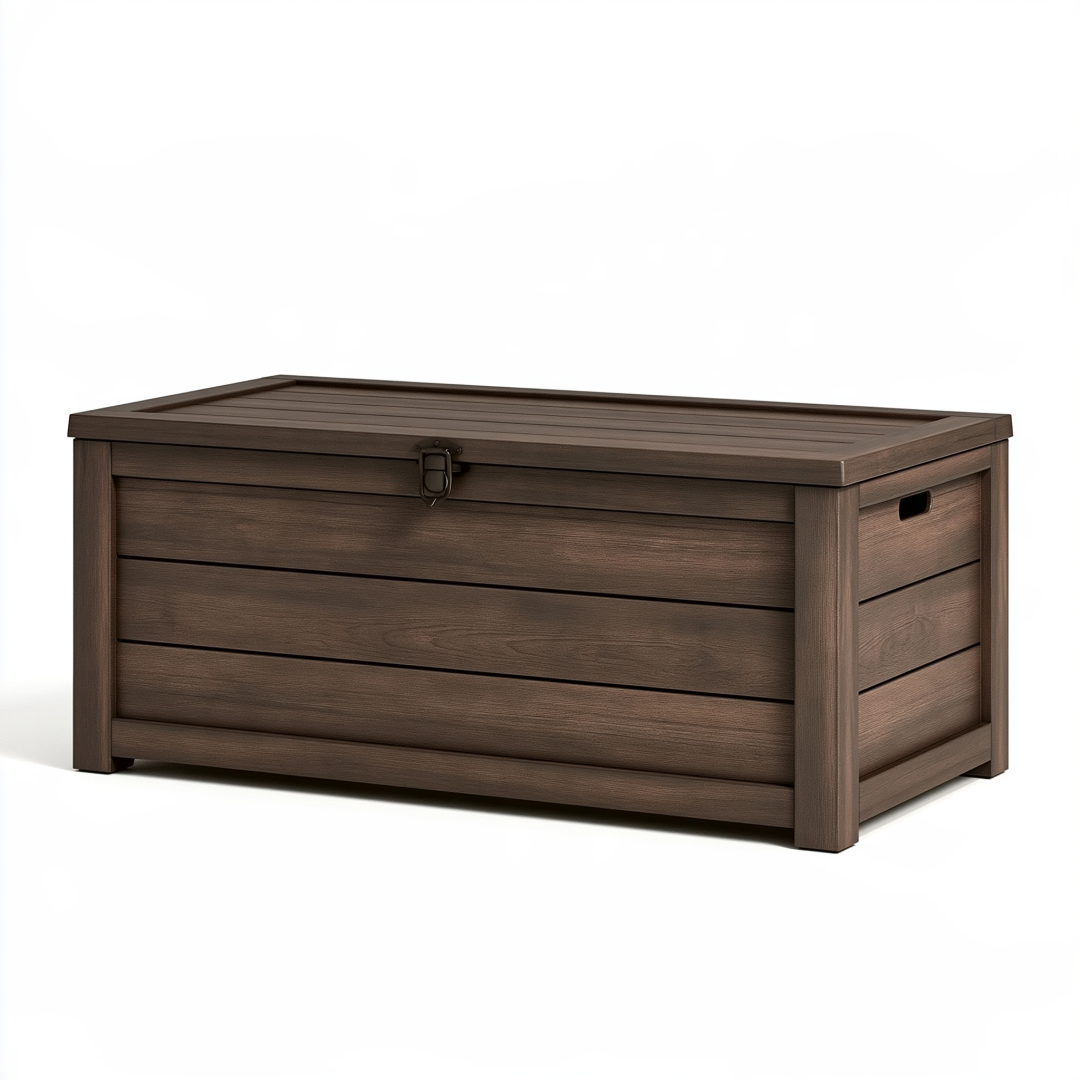 Coffre de rangement 120 x 45 x 55 cm en bois marron foncé avec couvercle