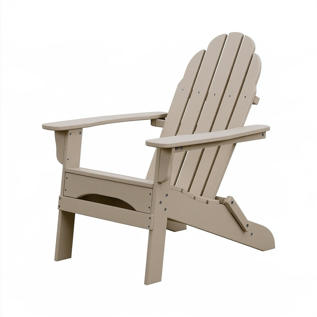 Fauteuil Adirondack de jardin 80 x 76 x 92 cm en plastique HDPE beige avec dossier incliné