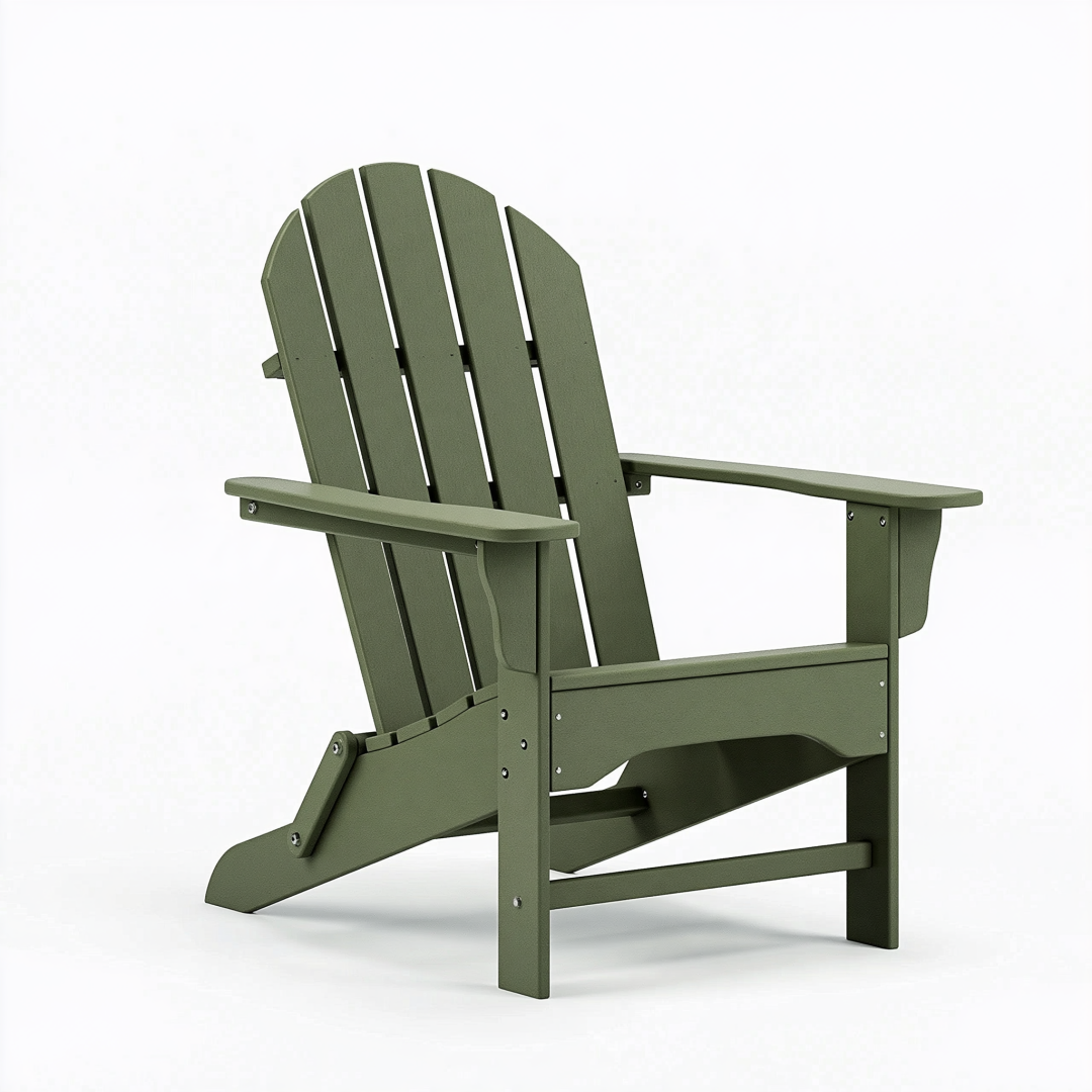 Fauteuil de jardin Adirondack 80 x 90 x 98 cm en plastique vert olive style classique