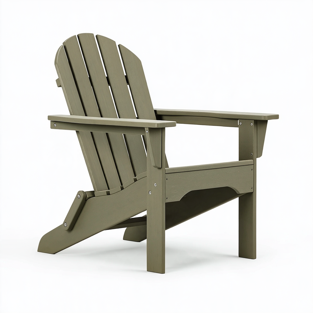 Fauteuil Adirondack 80 x 90 x 98 cm vert olive en plastique pour extérieur dossier incliné
