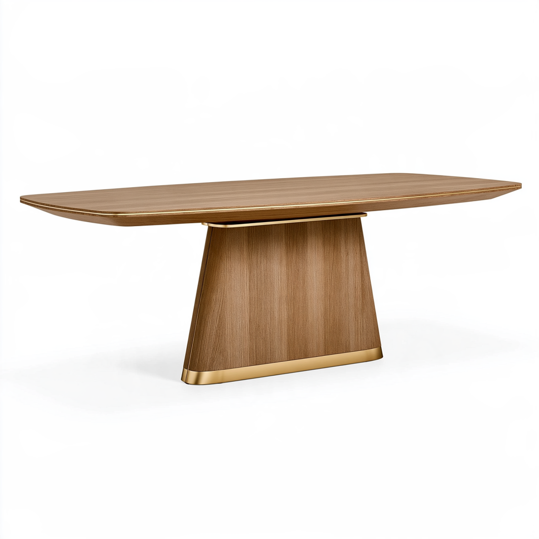 Table de salle à manger 220 x 100 x 75 cm bois brun noyer design contemporain