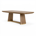 Table de salle à manger 200 x 100 cm bois brun pieds métal doré design contemporain