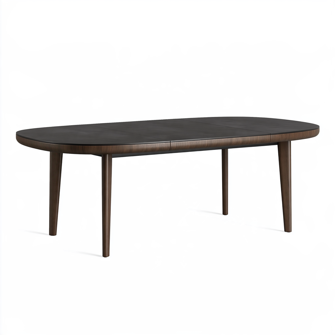 Table à manger ovale 200 x 100 cm en bois noir et brun style contemporain