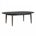 Table de salle à manger ovale extensible 160-200 x 100 cm en bois noir et marron foncé style contemporain