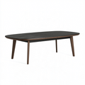 Table à manger extensible ovale 200 x 100 cm en bois noir et marron style contemporain