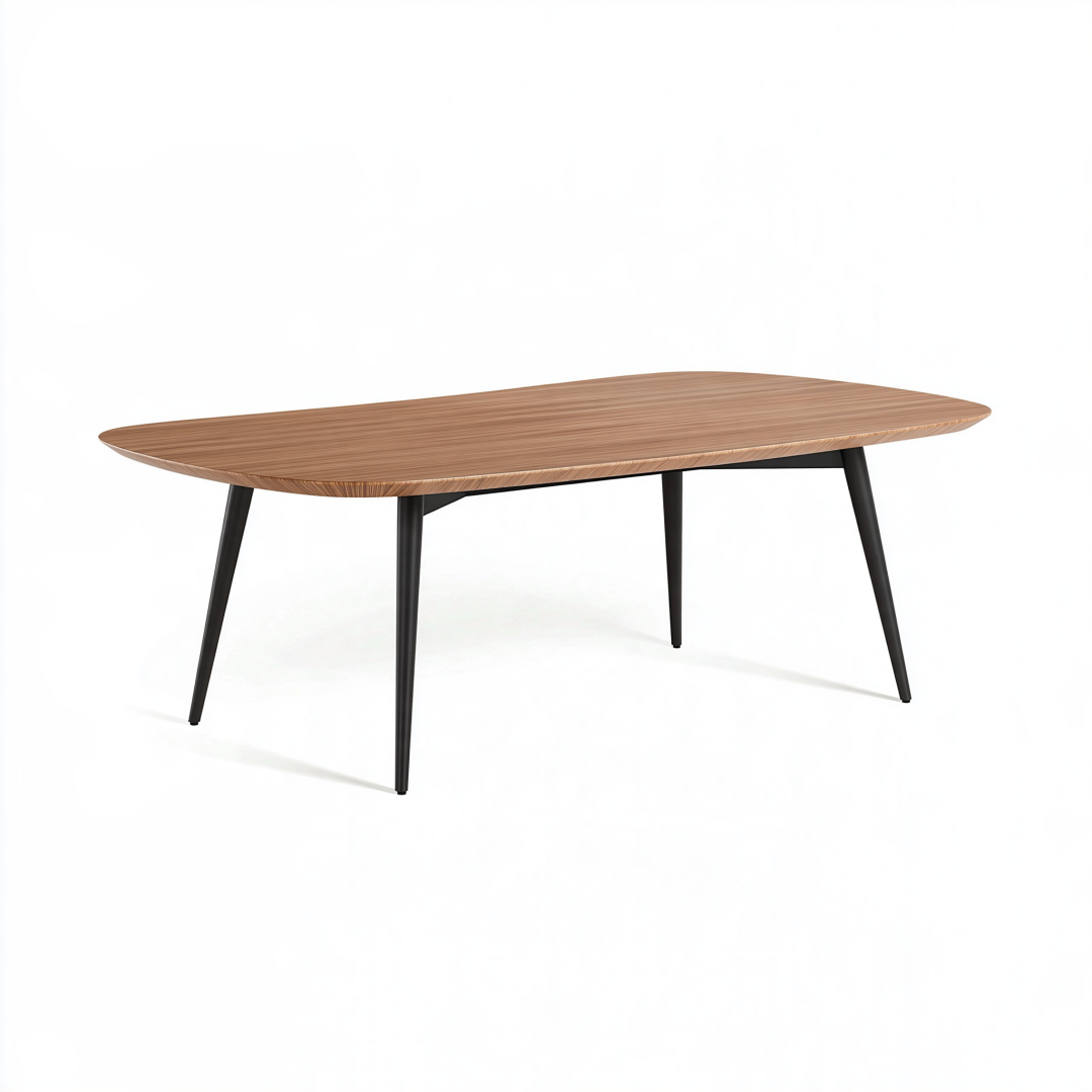 Table de salle à manger 160 x 90 x 75 cm en bois marron et métal noir style moderne