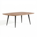 Table de salle à manger ovale 180 x 100 cm effet chêne pieds métal noir style scandinave