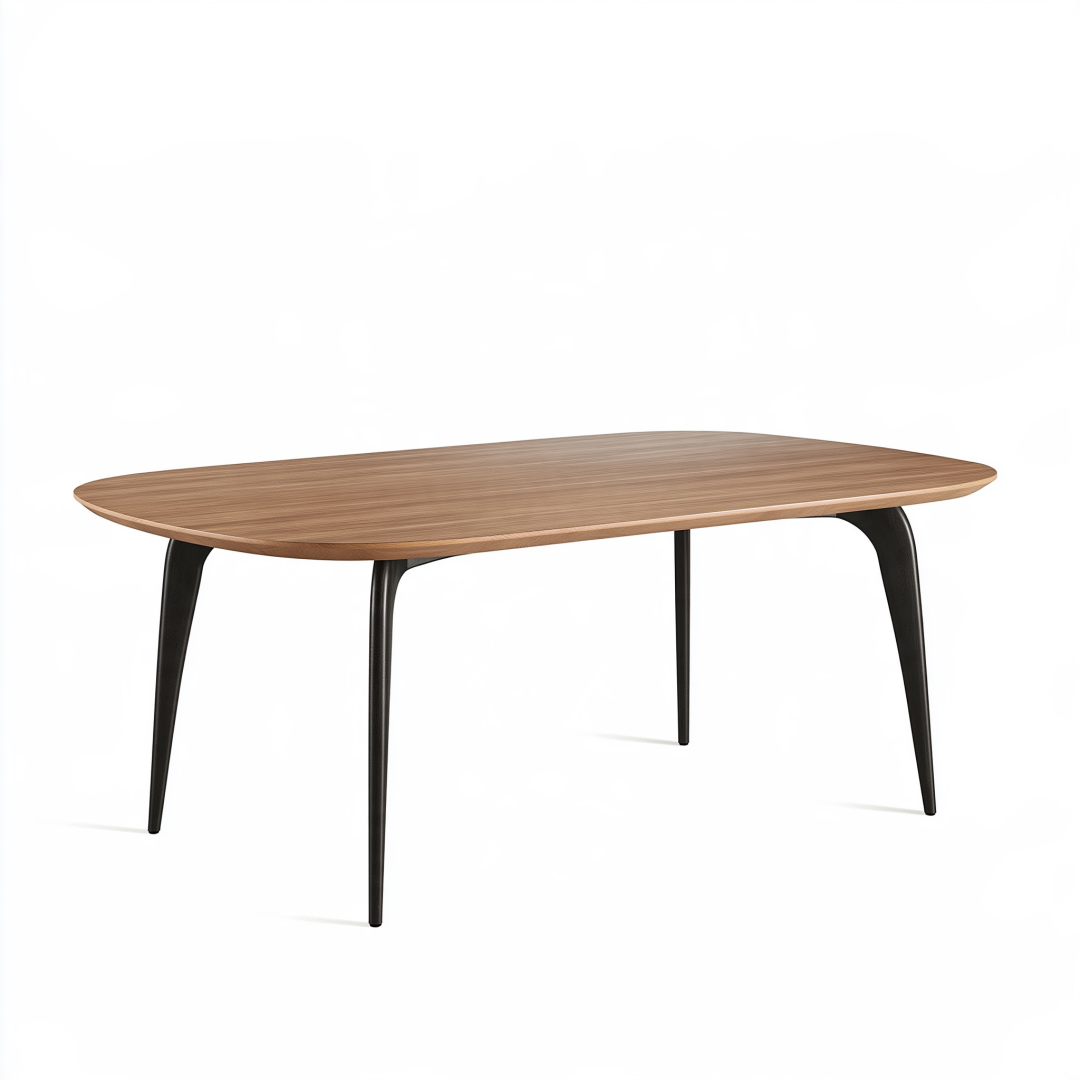 Table à manger ovale 180 x 90 x 75 cm bois brun métal noir style contemporain